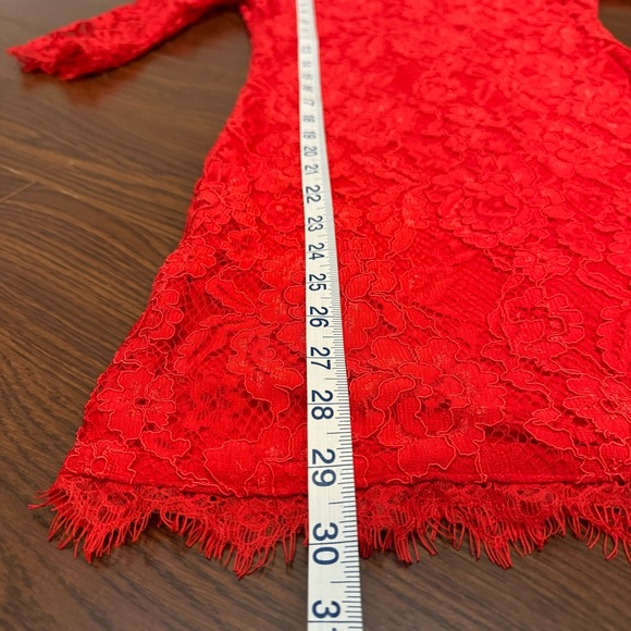 Red Lace Exposed Zipper Mini Dress Small - Picture 10 of 11